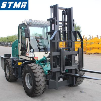 China Hydraulic Systems STMA 5ton Rough Terrain 4wd Forklift With Cabin And Air Conditioner for sale