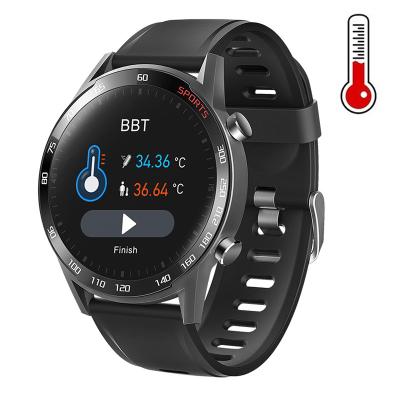 China Touch Screen Women Smart Watch T23 Body Temperature Heart Rate Blood Pressure Men Sports Smartwatch Tracker 1.3 Inch Screen Round Strap for sale