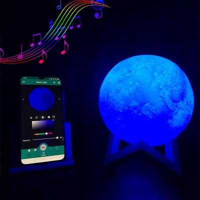 China Customized Modern 15Cm Touch Tap App Control Moon Lamp Smart Timing With Music 16 Million Colors Changing Bedside Light for sale