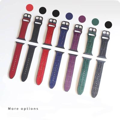 China TPU Cowhide Crocodile Pulseira Series 6 Breathable Leather Watch Strap For iWatch Apple Watch Band for sale