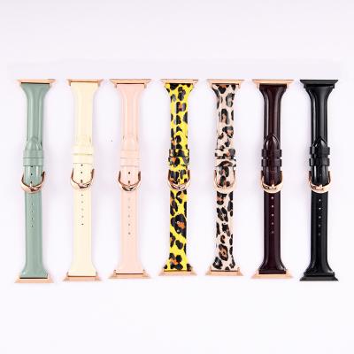 China Breathable For Apple Watch Strap 38/42mm Leopard Stunned Correas Leather Watch Bands For iPhone iWatch Bands for sale