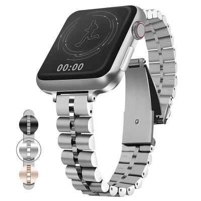 China Women Smart Watch Bracelet Charm Correas Stainless Steel Strap Metal Breathable Watch Band For Apple iWatch Series 6 Band for sale