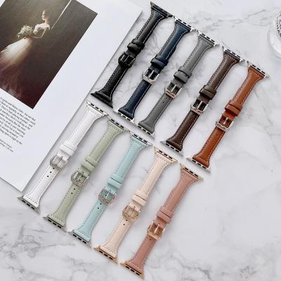 China Breathable Women Fashion Rivet Genuine Leather Apple Watch Band For Se 5 iWatch Band Series 6 4 3 for sale