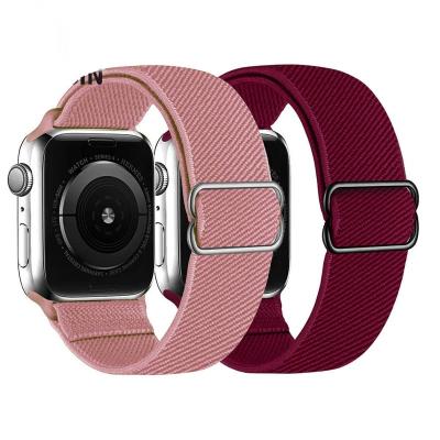 China 42mm 40mm Adjustable Braided Elastic Nylon Watch Band Breathable Twill Stretch Band For iWatch Apple Watch Strap for sale