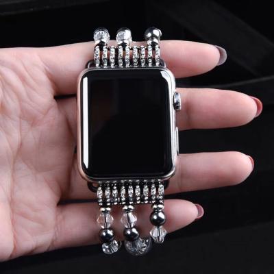 China Gems & Manufacturer Watch Band 44mm 40mm Apple Diamond Bracelet Belt Jewel Beaded Stones For iWatch S6 Se for sale