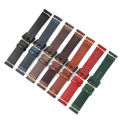 China 18/20/22/24mm Retro Breathable Personality Italian Genuine Leather Watch Band For Samsung Huawei Strap for sale