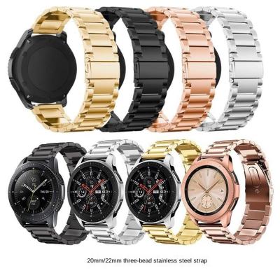 China Wholesale Customized Waterproof And Durable 22mm Watch Bead GT2 Three Stainless Steel Manufacturer New Strap For Samsung Watch for sale