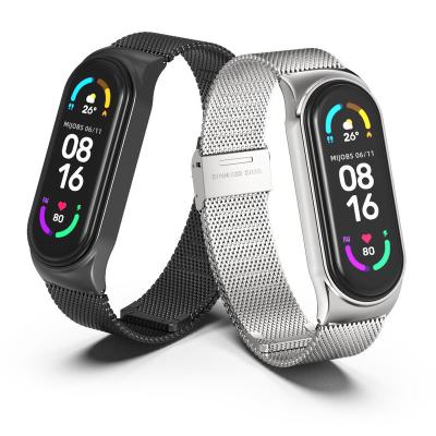 China High Quality Breathable Strap Braided MI Band Stainless Steel Watch Band For Xiaomi Band 5 4 3 for sale