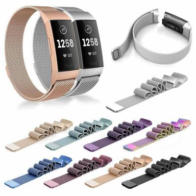 China Breathable Milanese Loop Mesh Strap Stainless Steel Watch Band For Fitbit Charge 3 Band 4 for sale