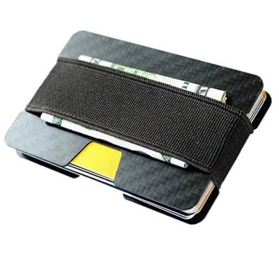 China RFID Blocking Private Label Mini Slim Minimalist Elastic Creative RFID Blocking Card Protector Holder Couple Carbon Fiber Money Clip Wallet for sale