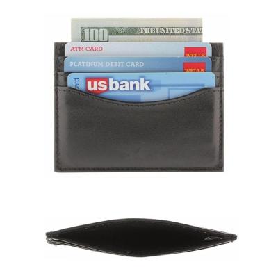 China RFID Blocking Custom Logo Double Sided Wonder Genuine Minimal Slim Saffiano Top Grain Cowhide Leather RFID Blocking Credit Card Holder Wallet for sale