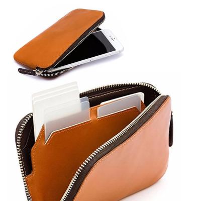 China RFID Blocking Elegance Full Grain Travel Wallet Passport Holder Smartphone Cell Phone Zipper Zipper Genuine Leather Wallet With Coin Slot for sale