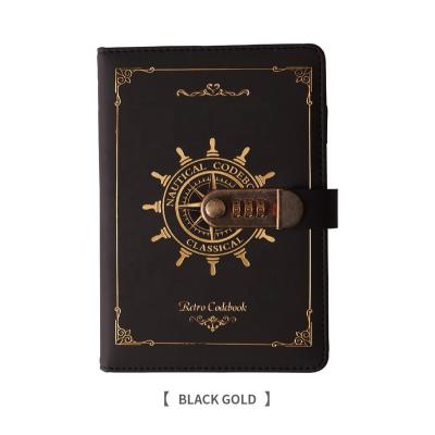 China Custom PU Leather Retro Notebook Sailor Notebook Password Lock Notepad Creative High-end Notebook Gift Box PU Leather for sale