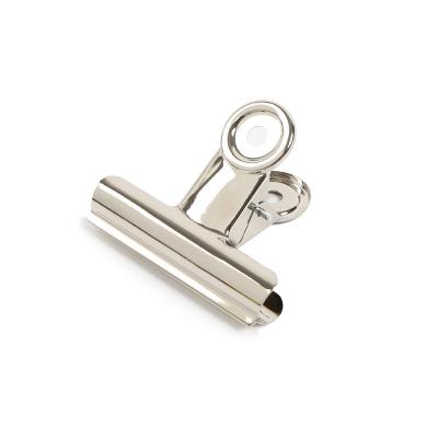 China Metal Handle Clips Staple Silver Round Metal Bulldog Stainless Steel for Tag Bags, Shops, Office and Home Kitchen 38mm for sale