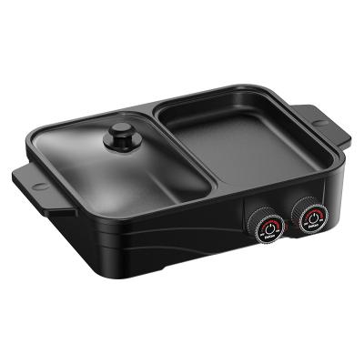 China Non-Stick Grill Outdoor 2 in 1 Pot Electric Indoor BBQ Pan Hotpot Kitchen and Electric Stove Grill and Cooker for sale