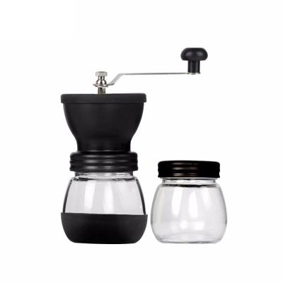 China Hotel Mini Hand Coffee Grinder Burrs Hot Selling Washable Glass Manual Coffee Grinders for sale