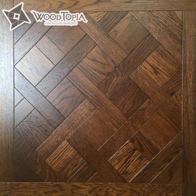 China 2020 Minimalist Soft Dark Color Smoked PU Lacquer Versaliie 405*405 Parquet for sale