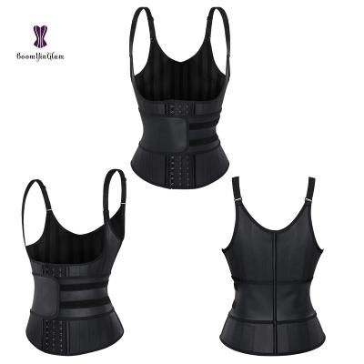 China Amazon Hot Selling Custom Made Women Antibacterial Antibacterial Fitness 25 Steel Bones Latex Sports Invest Corset Body Shaper Hooks And Belts Adjustable Straps for sale