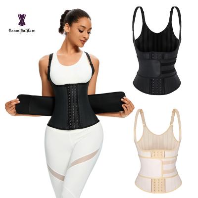 China Antibacterial Adjustable Trainer Vest Belt Bodysuit Waist 25 Antibacterial Steel Bones 3 Hooks Latex Women Shaping Vest Fajas Colombianas Shiny Plus Size for sale