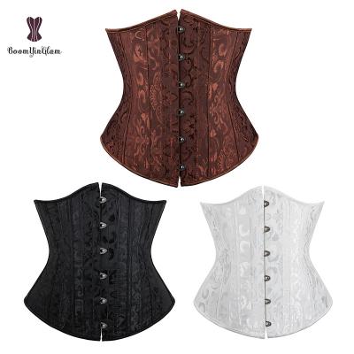 China Private Label Brown Korset Antibacterial Underbust Corset and Bustier Image with 26 robs plus size Shapers for sale