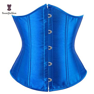 China Front Busk Antibacterial Corset Plastic Boned Bust Solid Black Antibacterial Underbust Slimming Cincher Shaper plus size for sale