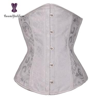 China Hot Selling Antibacterial Ready Running Jacquard Floral Fish Boned Underbust Women Shapers Waist Trainer Corset for sale