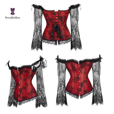 China Steampunk Women Antibacterial Bustier Sets Long Sleeve Lace Antibacterial Sexy Corset Corset for sale