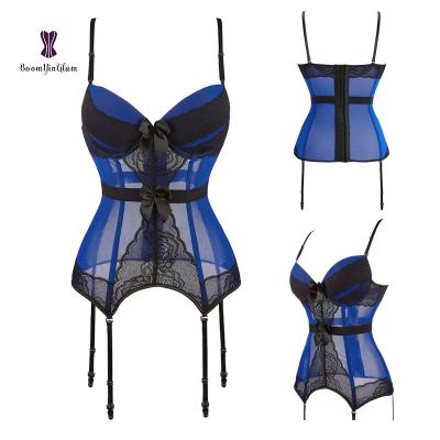 China Women Antibacterial Antibacterial Sexy Lace Blue Corset Plus Size Bra Bustier Corsets Hot Female Ladies Sexy Lingerie for sale