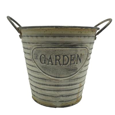 China China hot sale vintage cute metal flower bucket with metal handles for garden flower planting for sale