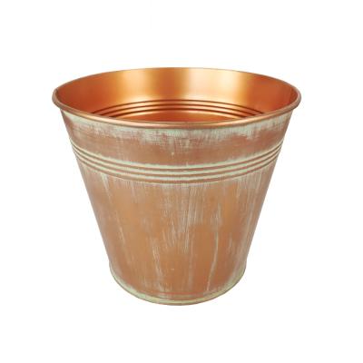 China Small elegant vintage metal flower pot balcony decorative flower pots for garden plant for sale