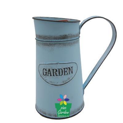 China Shabby Chic Style Metal Flower Jug Display Home Decor Viable Metal Iron Pitcher Galvanized Flower Water Jug for sale