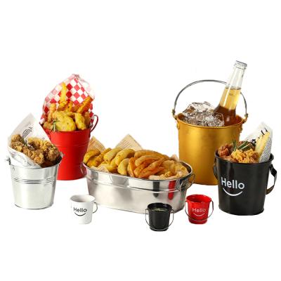 China American Creative Stocked Fried Chicken /Fruit Ice Bucket Series Galvanized Buckets for sale