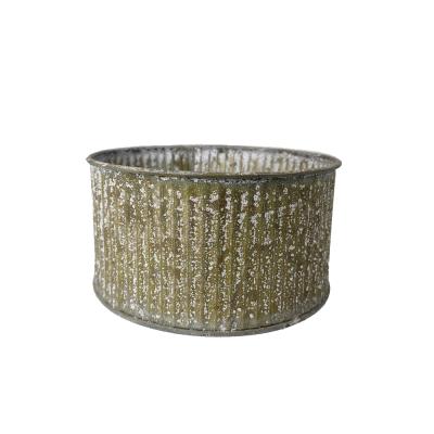 China Eco - Friendly Vintage Galvanized Small Corrugated Metal Pot Plant Pot Succulent Flower Pot for sale