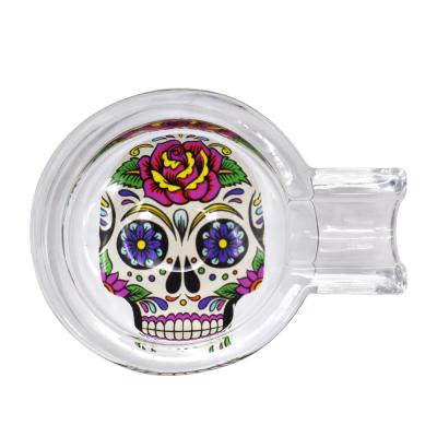 China Handmade Glass Cigarette Cigar Ashtray With Ash Holder 69mm Cigarette Ashtray Day Of The Dead Cigar Glass Ashtray for sale