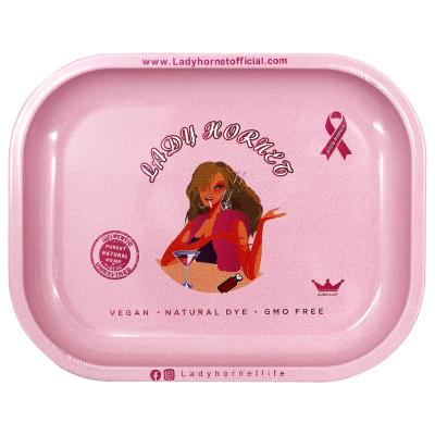 China Metal Tin Cigarette Herb Rolling Tray Logo Custom Print Rolling Tray of LADY HORNET 180*140 mm Tobacco Rolling Tray for sale