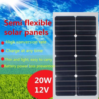 China Strongly Waterproof Flexible PV Solar Panels 18V 25W With Two Conductor Wire for sale