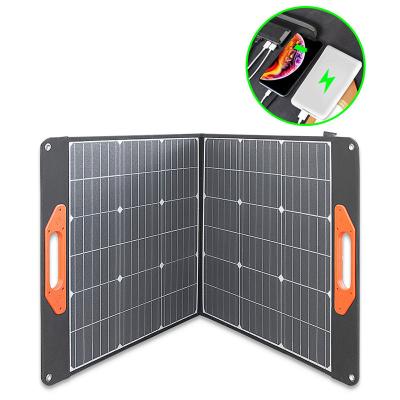 China 100 Watt 18 Volt tragbare der Sonnenkollektor-Ausrüstungs-(Zoll 22x21) faltende monokristalline Solarladegerät-umfassen 2 USB-Ertrag zu verkaufen