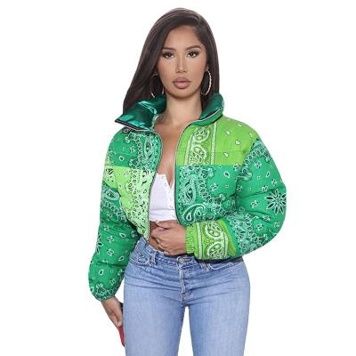 China Women Breathable Bandana Jackets Bubble Crop Coated Breath Ladies Down Coats Plus Size Patchwork Winter Bomber Stripper Jackets Customized for sale