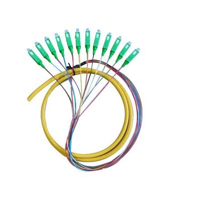 China Single Mode 0.9mm Pigtail Fiber Optic Bundle Pigtail LC Fiber Pigtail In Ftth fttx 12 Color Fiber LC Cores for sale