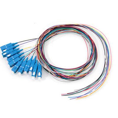 China Ftth fttx CATV FTTH Wasp 0.9mm 9/125 SM SC APC/PC Simplex Tight Buffer Fiber Optic Pigtail for sale