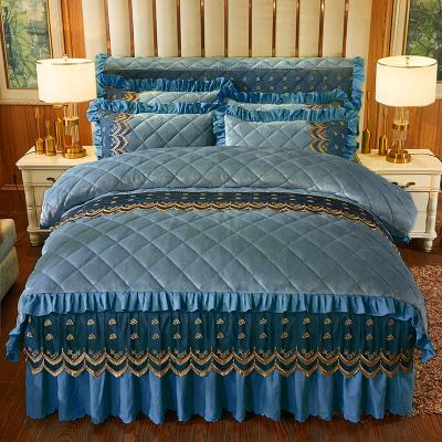 China Fashion Home Luxury Velvet Lace Bedskirt King Size Cover for sale