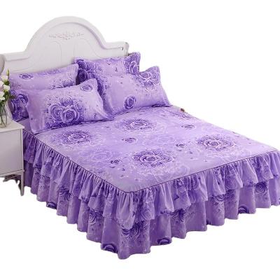 China Casual Floral Fitted Sheet Cover Wedding Graceful Housewarming Bedspread Lace Fitted Sheet Bedspread Skirt for sale