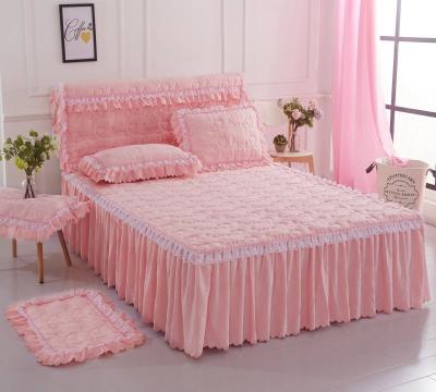 China Amazon Polyester Jacquard Bed Bedding Set Lace Cover Home Skirt Skirts For Home Bedding for sale