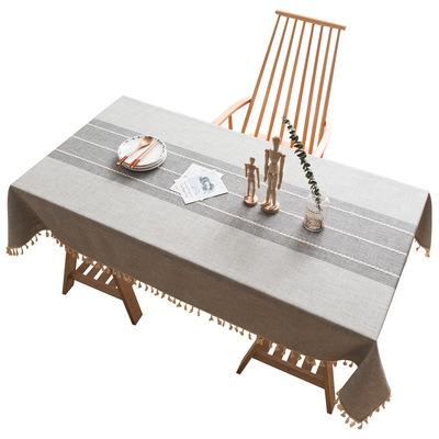 China Factory manufacturer high quality nordic cotton and embroidery household tassel lace picnic canvas coffee table cloth for sale