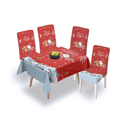 China Source waterproof manufacturer Christmas border tablecloth and included waterproof and elastic oil-proof chair cover tablecloth for sale