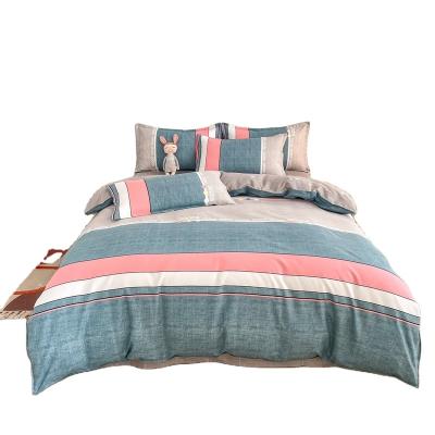 China Anti-static Modern Simple Style Four-piece Soft Suit Brushed Cotton Feeling Printed Home Textile Bedding Set for sale