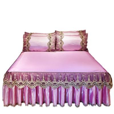 China Western European Three-Piece Ice Cream Bed Skirt Wholesale Style Cooling Bed Skirt for sale