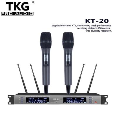 China Professional Headset Microphone TKG 640-690mhz KS-20 UHF Pickup Dual Channel Dual Channel Headset Microphone Lavalier Wireless System For Karaoke for sale