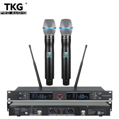 China TKG 650-690MHz UR-2000 Microphone Speaker Microphone UHF Microphone System Handheld Dual Channel Outdoor Wireless Radio for sale