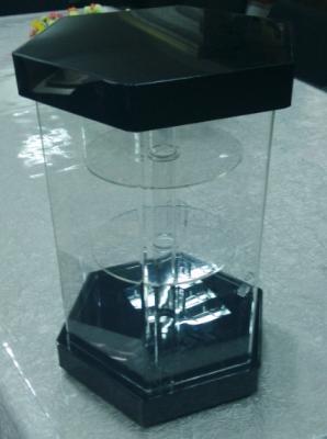 China Hexagonal 3 Tiers Clear Turning Acrylic Watch Display Stand with Locking Case LED Light for sale